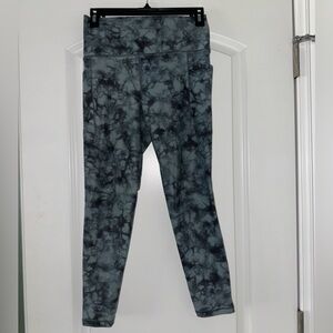Athleta Aqua and Dark Blue Tie-Dye Leggings